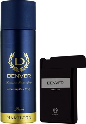 DENVER Pride Deo & Black Code Pocket Perfume Combo Deodorant Spray  -  For Men(218 ml, Pack of 2)