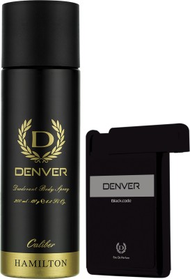 DENVER Caliber Deo & Black Code Pocket Perfume Combo Deodorant Spray  -  For Men(218 ml, Pack of 2)