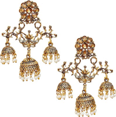 Lucky Jewellery 268-TJO-2697-LCT Cubic Zirconia Alloy Jhumki Earring