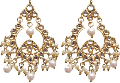 Lucky Jewellery Designer White Color Gold Plating Kundan Earring 78 Alloy Drops & Danglers