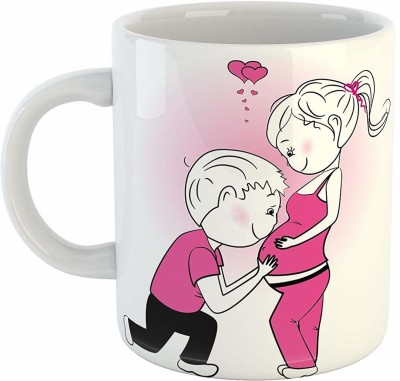 ARTBUG Man Kissing Pregnant Belly of His Wife Ceramic Coffee Mug(350 ml)