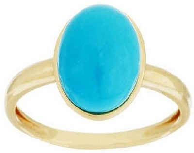 GALAXY ASTRO Firoza Ring Natural lab certified turquoise stone Stone Turquoise Gold Plated Ring