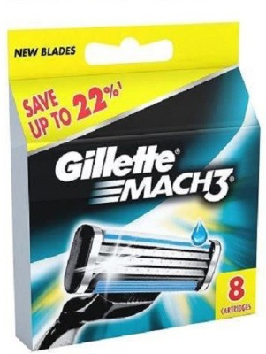 Gillette Mach 3 Manual, 8pcs. - Pack of 1 Shaving Razor Blades