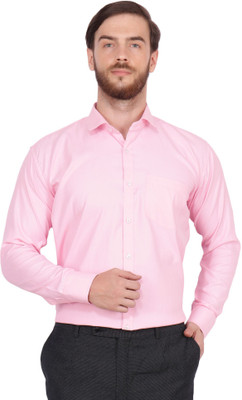 Frankline Men Self Design Formal Pink Shirt