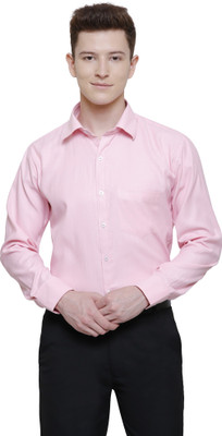 Frankline Men Solid Formal Pink Shirt