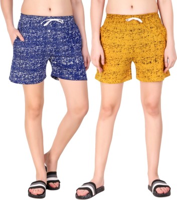 Kavya Retail Printed Women Blue, Yellow Night Shorts