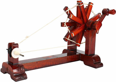 Tejgiftss Wooden Charkha Decorative Showpiece  -  14 cm(Wood, Maroon)
