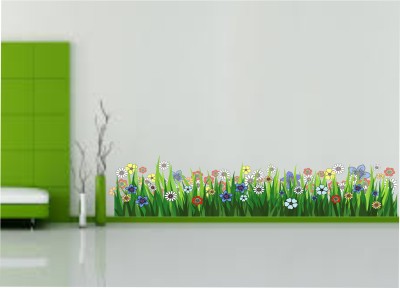 Divine studio 26 cm Flower Grass s ( 26Cm X 116Cm ) Self Adhesive Sticker(Pack of 1)