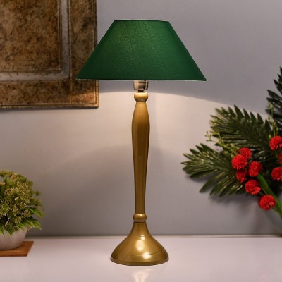 Homesake Royal Ovoid Gold Brushed Lamp with Green Shade Table Lamp(60 cm, Golden)