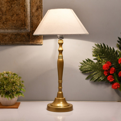 Homesake Imperial gold brushed lamp with white cone shade Table Lamp(59 cm, golden)