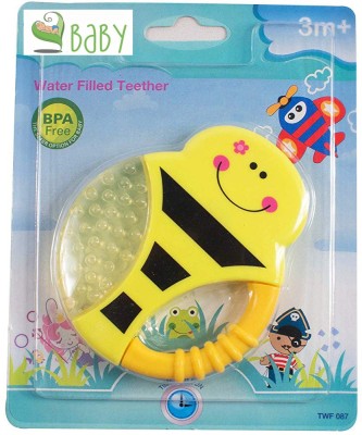 VBaby BPA Free Tooth Gel Silicone Shape Rattle Baby Toy Soothers Food Nibbler Teether(Yellow)