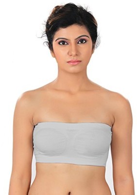 Fabme Stretchable Women Bandeau/Tube Non Padded Bra(Grey)