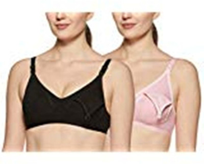 Fabme Feeding Women Maternity/Nursing Non Padded Bra(Black, Pink)
