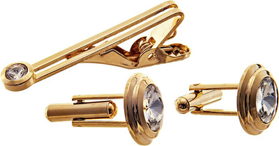 Lucky Jewellery Alloy Cufflink & Tie Pin Set(White)
