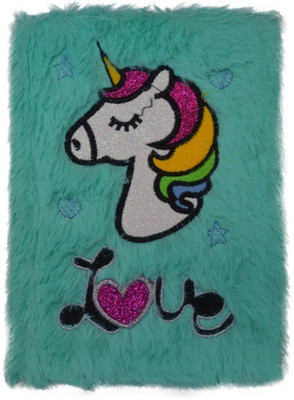 Prezzie Villa Fur Sea Green Beautiful Unicorn Diary A5 Diary single line 140 Pages(sea green)