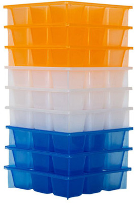 CREW4 Orange, White, Blue Plastic Ice Cube Tray(Pack of9)
