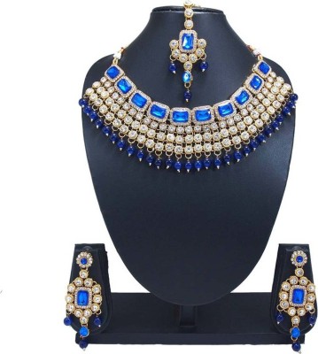 BJ JEWEL Alloy Gold-plated Blue, Silver Jewellery Set(Pack of 1)