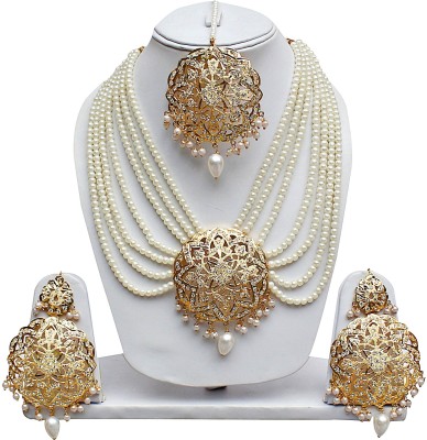 Lucky Jewellery Alloy Gold-plated White, Gold Jewellery Set(Pack of 1)