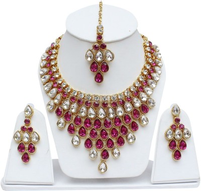 Lucky Jewellery Alloy Gold-plated Pink, Gold, Silver Jewellery Set(Pack of 1)