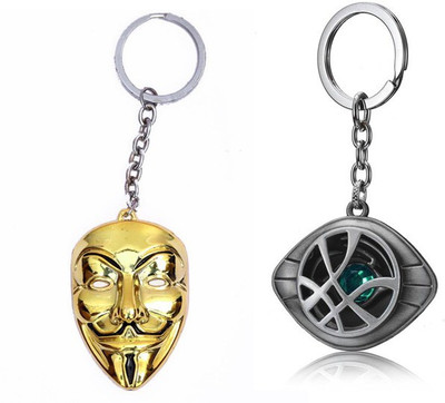 BORING Combo of Doctor strange Avenger time stone & Vendetta mask keychain Key Chain
