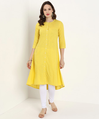 biba-women-solid-high-low-kurtayellow-2