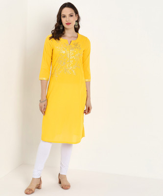 biba-women-printed-straight-kurtayellow