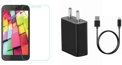 MudShi Screen Protector Accessory Combo for Intex Aqua 4G Plus(Black, Transparent)