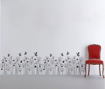 wildartcreation 28 cm Tree Flower Floral Butterflies s ( 28Cm X 116Cm ) Self Adhesive Sticker(Pack of 1)