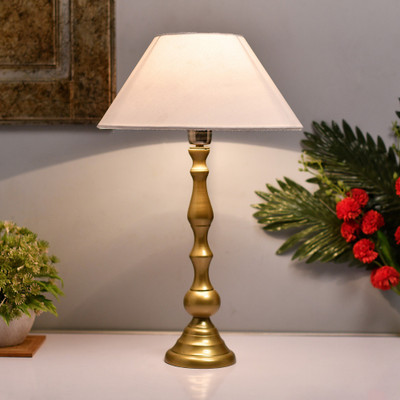 Homesake Royal Ovoid gold brushed lamp with white cone shade Table Lamp(60 cm, golden)