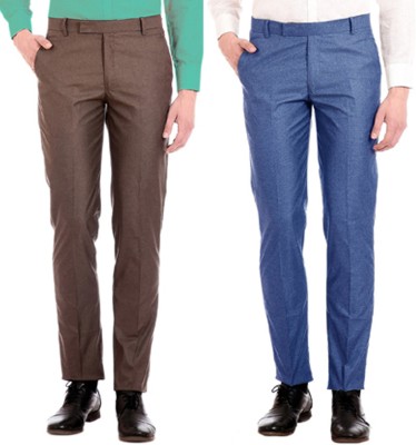 AD & AV Regular Fit Men Blue, Brown Trousers