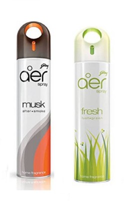 Godrej Aer Musk After Smoke & Fresh Lush Green(Pack of 2) Spray(2 x 270 ml)