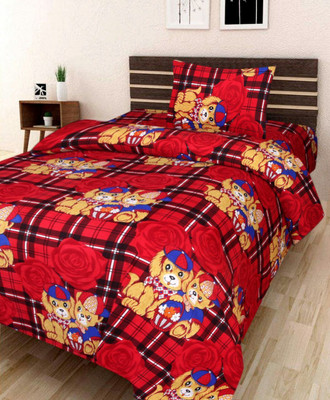 SHIVAM FAB 180 TC Polycotton Single 3D Printed Flat Bedsheet(Pack of 1, Multicolor)
