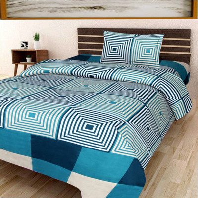 SHIVAM FAB 180 TC Polycotton Single 3D Printed Flat Bedsheet(Pack of 1, Multicolor)