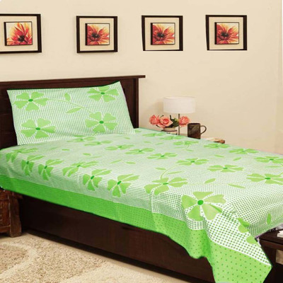 SHIVAM FAB 180 TC Polycotton Single Floral Flat Bedsheet(Pack of 1, Multicolor)