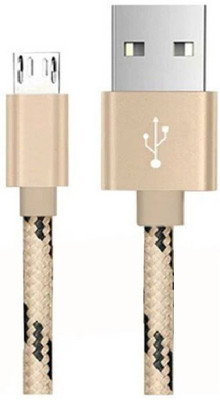GIPTIP Micro USB Cable 0.9 m 0.90 Meter Nylon Braided V8 Fast Charging(Compatible with All Android and Other Micro USB Supported Devices, Cream, One Cable)
