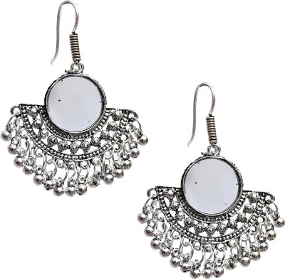 Lucky Jewellery Trendy Oxidised Black Metal Alloy Chandbali Earring