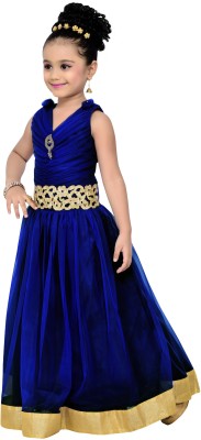 AJ Dezines Indi Girls Maxi/Full Length Party Dress(Blue, Sleeveless)