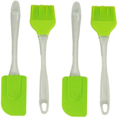 LUDDITE Silicone Brush and Spatula Set OF 2-Pieces Kitchen Tool Set(Multicolor, Brush)