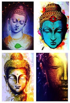 Buddha Digital Print Rolled Paper Poster for room, home. Wall decals and paintings collection to grace any place (12 x 18 inch)- Pack of 4 Paper Print(18 inch X 12 inch)