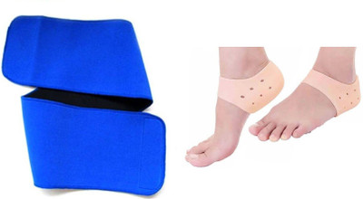H D Enterprise Waist Trimmer Slimming Belt & Heel Protection Anti-Crack Set Abdominal Belt(Blue, Orange)