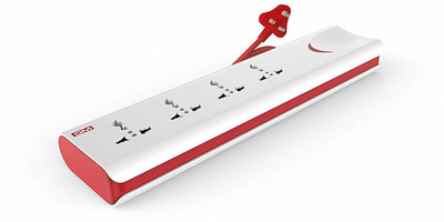 GM E-Book 4 + 1 Power Strip with Master Switch 4  Socket Extension Boards(Red, White, 2 m)