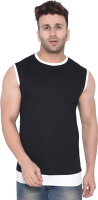 BEYOU FASHION Solid Men Round Neck White, Black T-Shirt