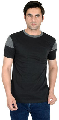 LALAN TOP Color Block Men Round Neck Black T-Shirt