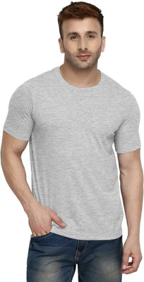 SHAUN Self Design Men Round Neck Grey T-Shirt
