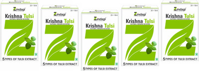 Zindagi Krishna Tulsi Liquid - Punch Tulsi Ras - Natural Tulsi Drops For Cold , Cough(5 x 30 ml)