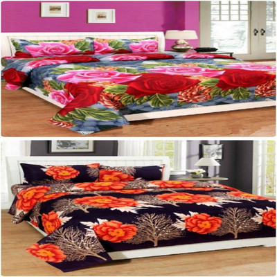 Dtex 144 TC Polycotton Double Printed Flat Bedsheet(Pack of 6, Multicolor)