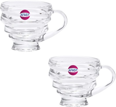 AFAST New Design & Style Transparent Glass Tea/ Coffee Cup -KA10 Glass Coffee Mug(130 ml, Pack of 2)