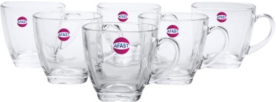 AFAST New Design & Style Transparent Glass Tea/ Coffee Cup -KA3 Glass Coffee Mug(180 ml, Pack of 6)