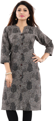 Meher Impex Women Printed Straight Kurta(Grey)