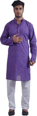 Kaddy Men Self Design Straight Kurta(Purple)